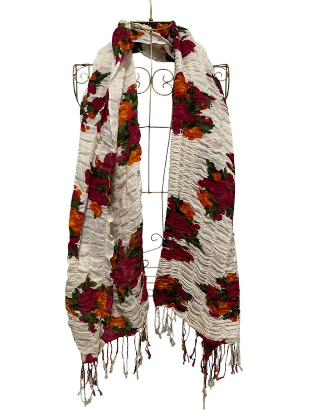 Mark. Ruched Cotton Floral Fringe Scarf